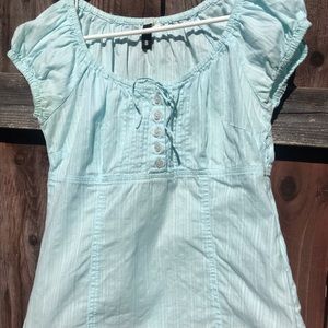 Robin’s Egg Blue Peasant Top w/ buttons